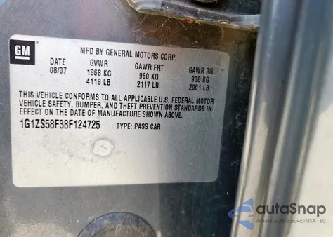 2008 Chevrolet Malibu Ls z USA, uszkodzony, nr VIN 1G1ZS58F38F124725